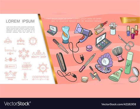 Hand Drawn Makeup Concept Royalty Free Vector Image