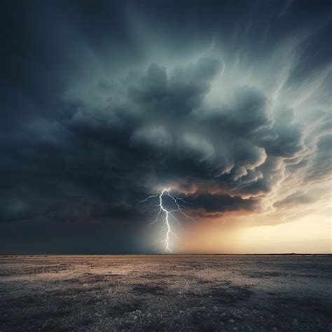 Premium Ai Image A Lightning Bolt Is Seen Above A Beach