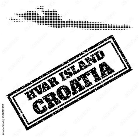 Halftone map of Hvar Island, and unclean watermark. Halftone map of ...