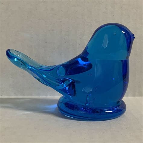 Bluebird Of Happiness Art Glass Figurine Paperweight Leo Ward Vintage