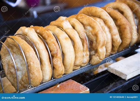 Langos Is The Hungarian Traditional Fried Dough Pie Stock Photo Image