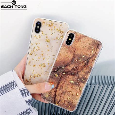 Gold Foil Bling Marble Phone Case For IPhone 6 7 8 Plus X XR XS Luxury