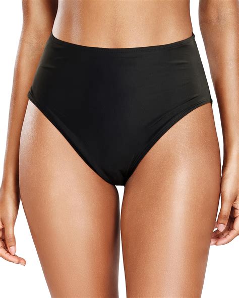 Nonrefundable Tempt Me Womens Black High Cut High Waisted Bikini Bottoms Tummy Control