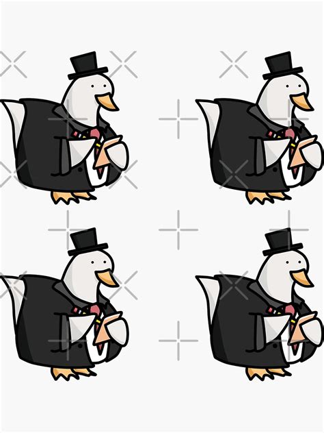 Duck In A Tux Fancy Tuxedo Suit Waiter Bird Cute Goose Sticker