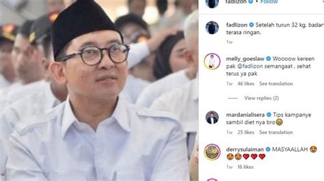 Tampil Lebih Kurus Fadli Zon Jawab Penyebab Berat Badannya Turun 32 Kg