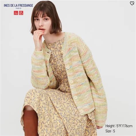 Uniqlo 限量 聯名款 Ines De La Fressange 女裝 Idlf 圓領 開襟 彩色 針織 外套 S 蝦皮購物