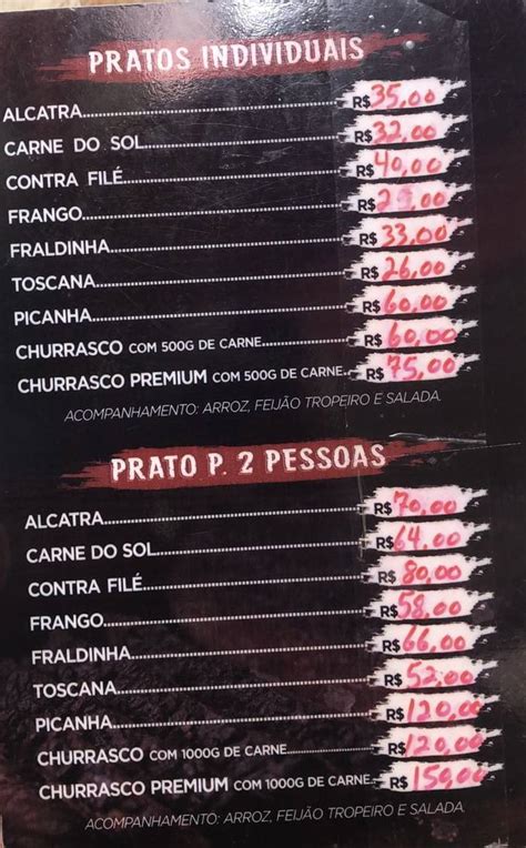 Menu Em Churrascaria Do Monstro Morro De S O Paulo