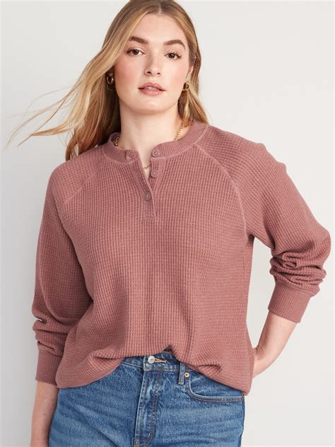 Waffle Knit Henley Top For Women Old Navy