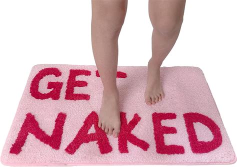 FFHAAD Cute Get Naked Bath Mat Bright Bathroom Rugs Bathroom Funny Non