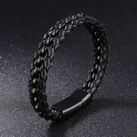 New Fashion Braided Leather Bracelets For Men Double Layer Wrap