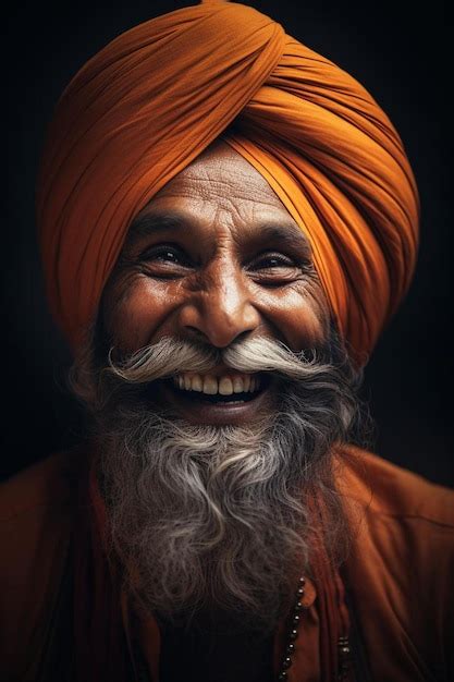 Premium Photo A Man With A Long Beard Wearing A Turban