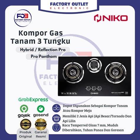 NIKO Reflection Pro Phantom Kompor Gas Tanam 3 Tungku Lazada Indonesia