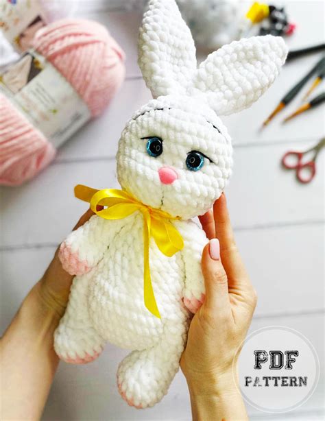 Velvet White Crochet Bunny Free Pdf Amigurumi Pattern