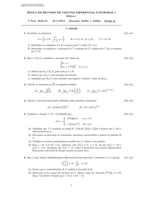 Prova 2013 questões Instituto Superior T ecnico Departamento de
