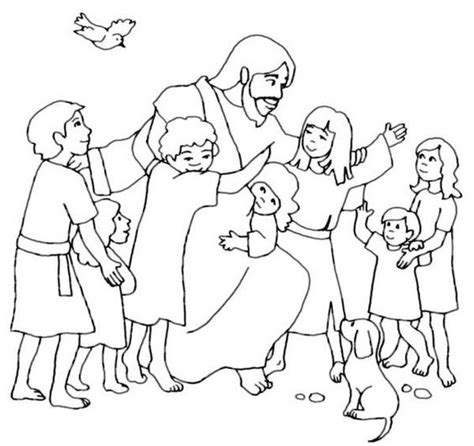 Jesus And The Children Coloring Page at GetColorings.com | Free ...