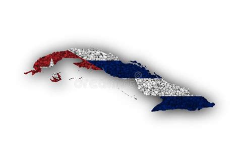 Mapa E Bandeira De Cuba Em Sementes De Papoila Ilustração Stock