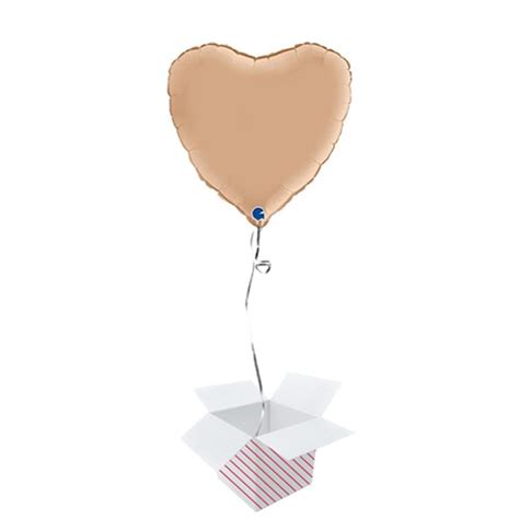 Satin Nude Heart Shape Foil Helium Balloon Inflated Balloon In A Box Partyrama
