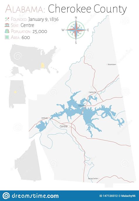 Map of Cherokee County in Alabama Stock Vector - Illustration of ...