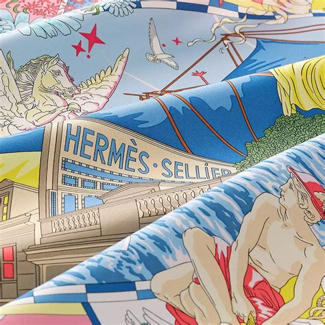 Jual Hermes Herm S Flagship Scarf Rose Bonbon Bleu Multicolore