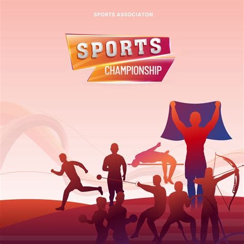 Sports Championship Concept With Different Athletics On Red Background ...