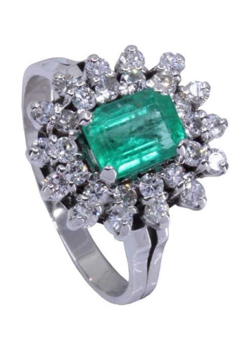 Bague Pompadour Emeraude Diamants Or K Occasion