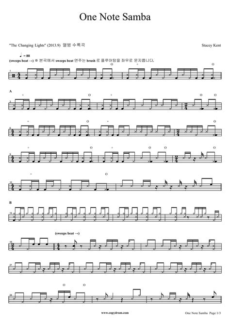 Stacey Kent One Note Samba Sheet By COPYDRUM