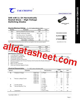 TCBAV101 Datasheet PDF Tak Cheong Electronics Holdings Co Ltd