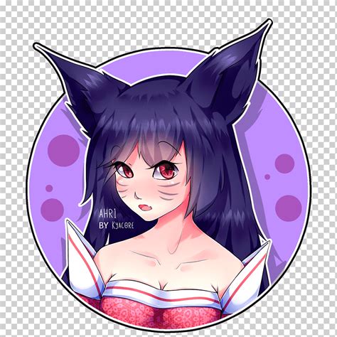 Fan art league of legends ahri anime zorro de nueve colas púrpura