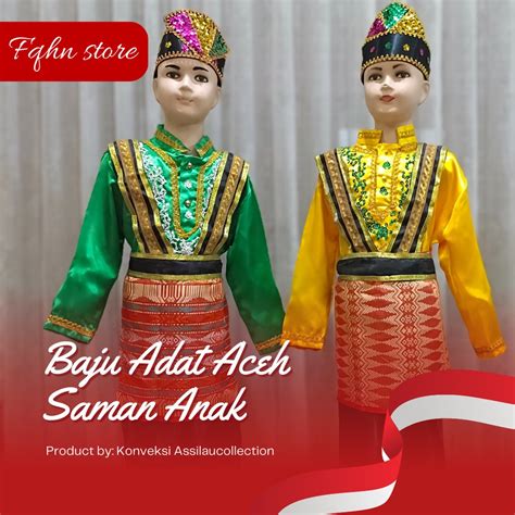 Jual Baju Adat Anak Tari Saman Aceh Satuan Cewek Cowok Shopee Indonesia