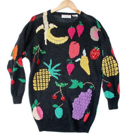 Vintage 90s Oversized Bedazzled Fruit Ugly Sweater The Ugly Sweater Shop