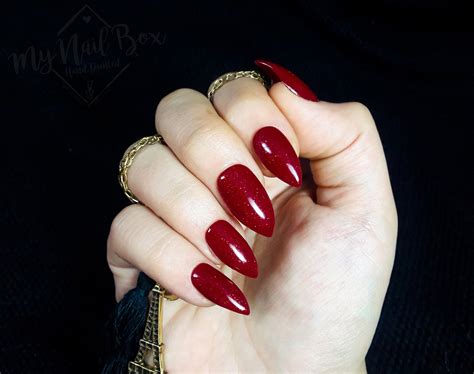 Red Nails Press On Nails Stiletto Nails Gel Nails Glitter Etsy