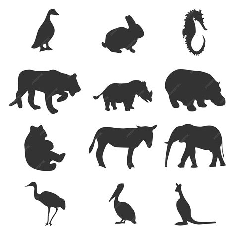 Premium Vector | Vector animals silhouette big set