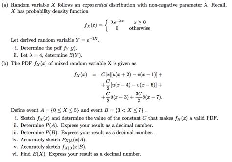 Solved Random Variable X Follows An Exponential Distribution Chegg