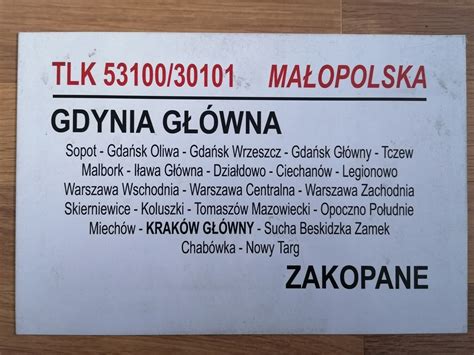 Tablica relacyjna PKP Intercity TLK Małopolska 9406569831 oficjalne