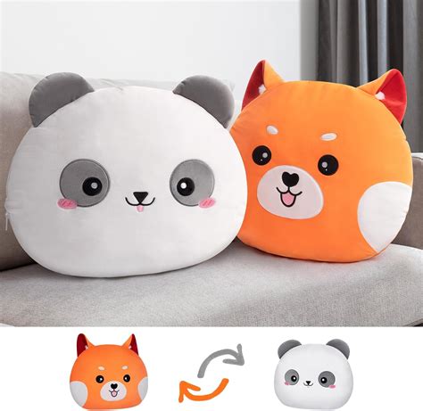 Mewaii 14 Inch Reversible Plush Red Panda Plush Pillow Cute Panda