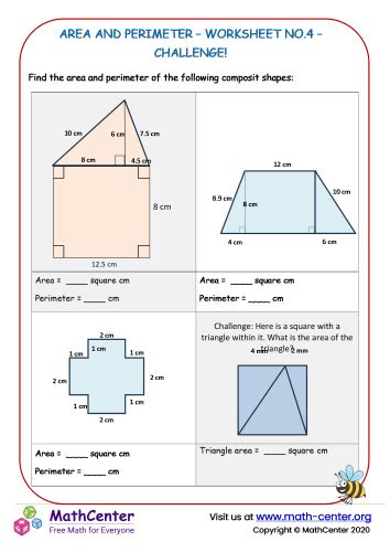 Area And Perimeter Worksheet No 4 Worksheets Math Center