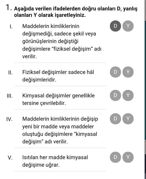 8 sınıf eba fen fiziksel ve kimyasal değişimler alıştırmalar Eodev