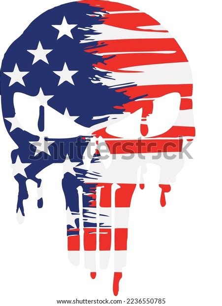 American Punisher Flag Punisher Skull Printablecricut Stock Vector