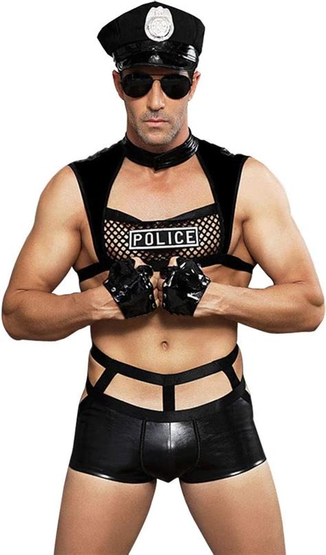 Amazon KAKU Men S Cosplay Fashionable Sexy Underwear Police Costume Lingerie Home Pajamas