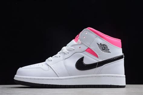 Womens Air Jordan 1 Mid White/Black/Hyper Pink - FavSole.com