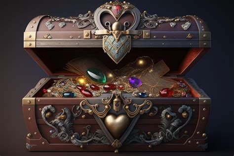 Premium Ai Image Open Treasure Chest With Gold And Gems Fantasy Chest Ai