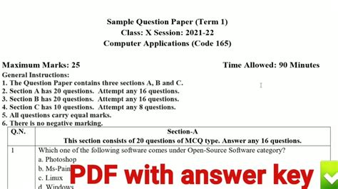 Class 10 Computer Sample Paper 2021 22 With Solutions Term 1 Tuitionzonebyanshika Youtube