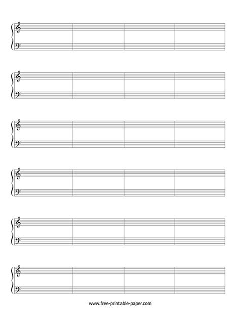 Printable Sheet Music For Piano With Bar Lines – Free-printable-paper.com