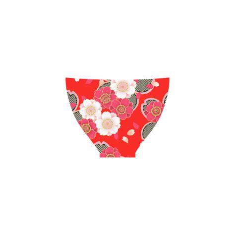 Red White Japanese Kimono Pattern Custom Bikini Swimsuit Id D