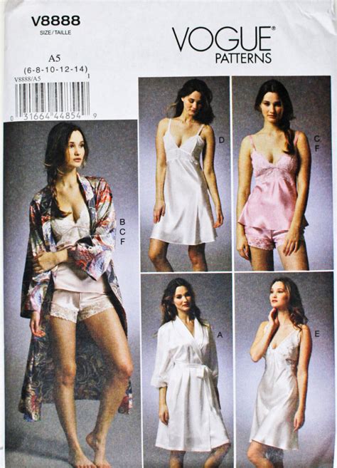 Sewing Pattern For Women S Lingerie Robe Camisole Nightgown Slip And Tap Pants Vogue