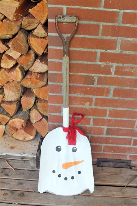 Diy Snowman Shovel Porch Decor —