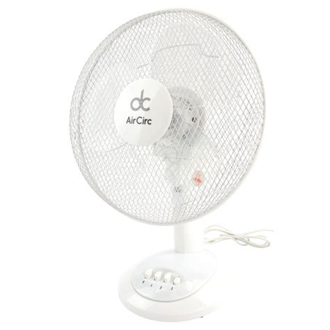 12" 3 Speed Oscillating Desk Fan - White