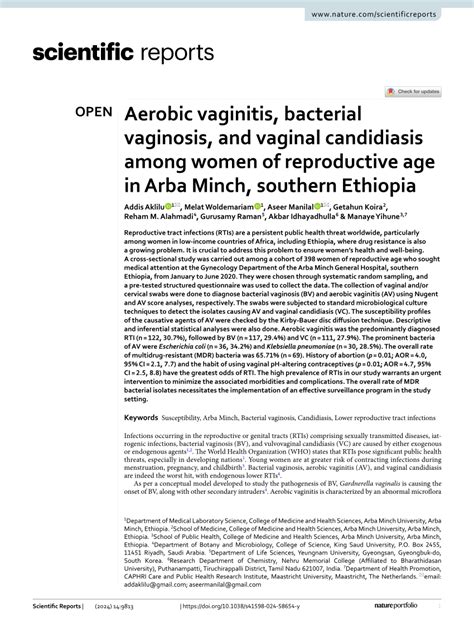 PDF Aerobic Vaginitis Bacterial Vaginosis And Vaginal Candidiasis