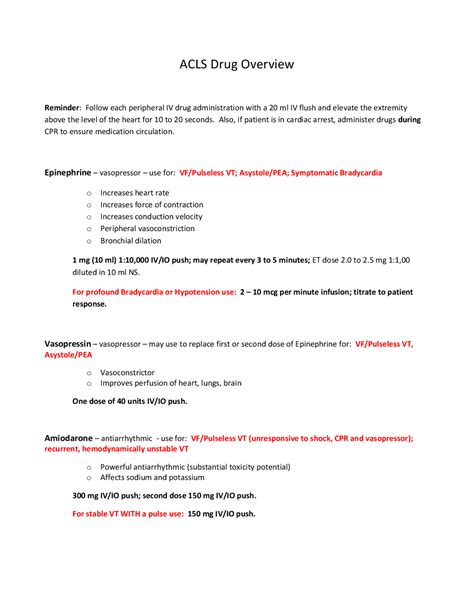 Acls Drug Overview Pdf Myocardial Infarction Heart 41 Off