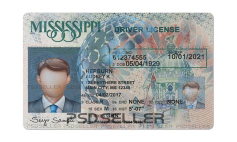 Fully Editable Mississippi Driver License Psd Template Psd Seller